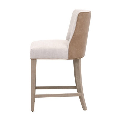 Duet Counter Stool in Performance Bisque French Linen, Ivanhoe-Toast, Natural Gray Ash from Essentials For Living - Luna Furniture