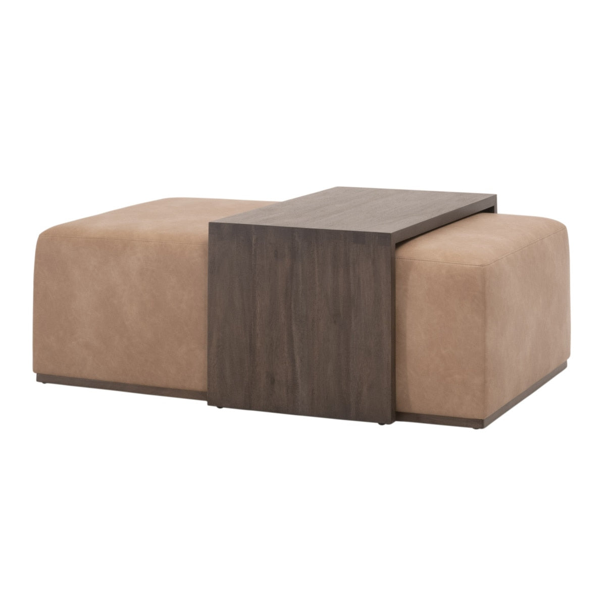 Dovetail Upholstered Coffee Table in Ivanhoe Toast, Burnished Brown Acacia from Essentials For Living - Luna Furniture
