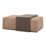 Dovetail Upholstered Coffee Table in Ivanhoe Toast, Burnished Brown Acacia from Essentials For Living - Luna Furniture