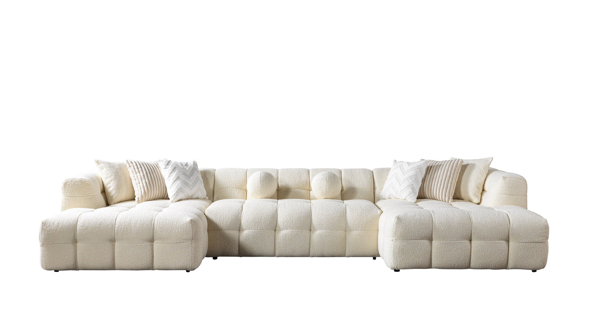 Ivy Ivory Boucle Double Chaise 146" Sectional from Nova Furniture - Luna Furniture