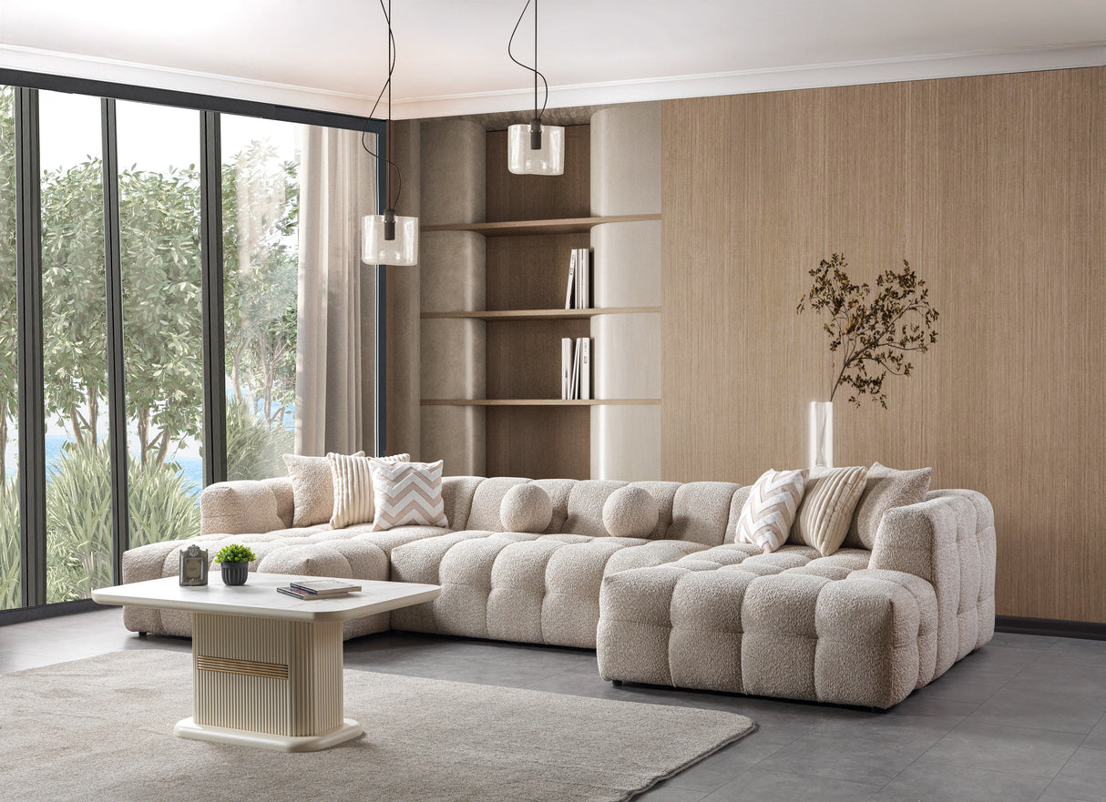 Ivy Sand Boucle Double Chaise 146" Sectional from Nova Furniture - Luna Furniture