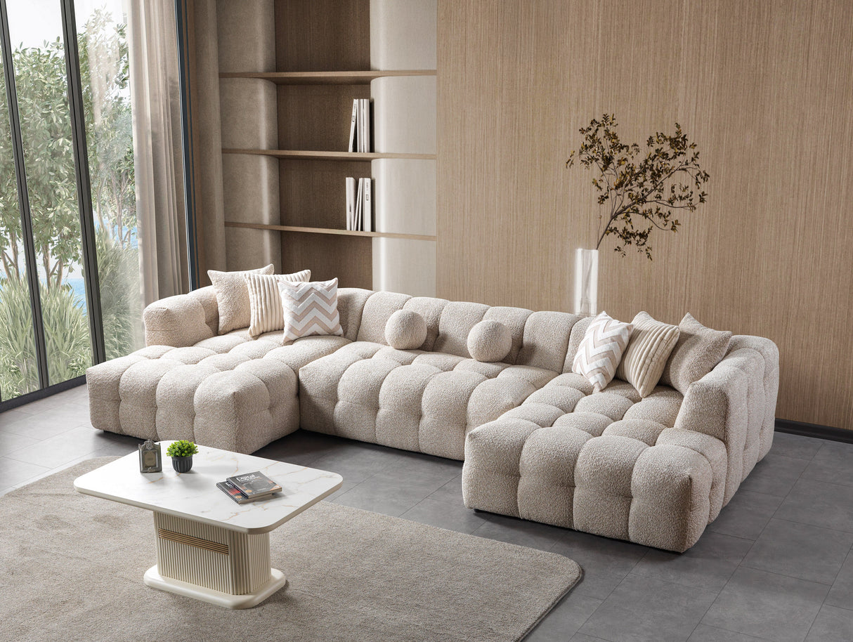 Ivy Sand Boucle Double Chaise 146" Sectional from Nova Furniture - Luna Furniture