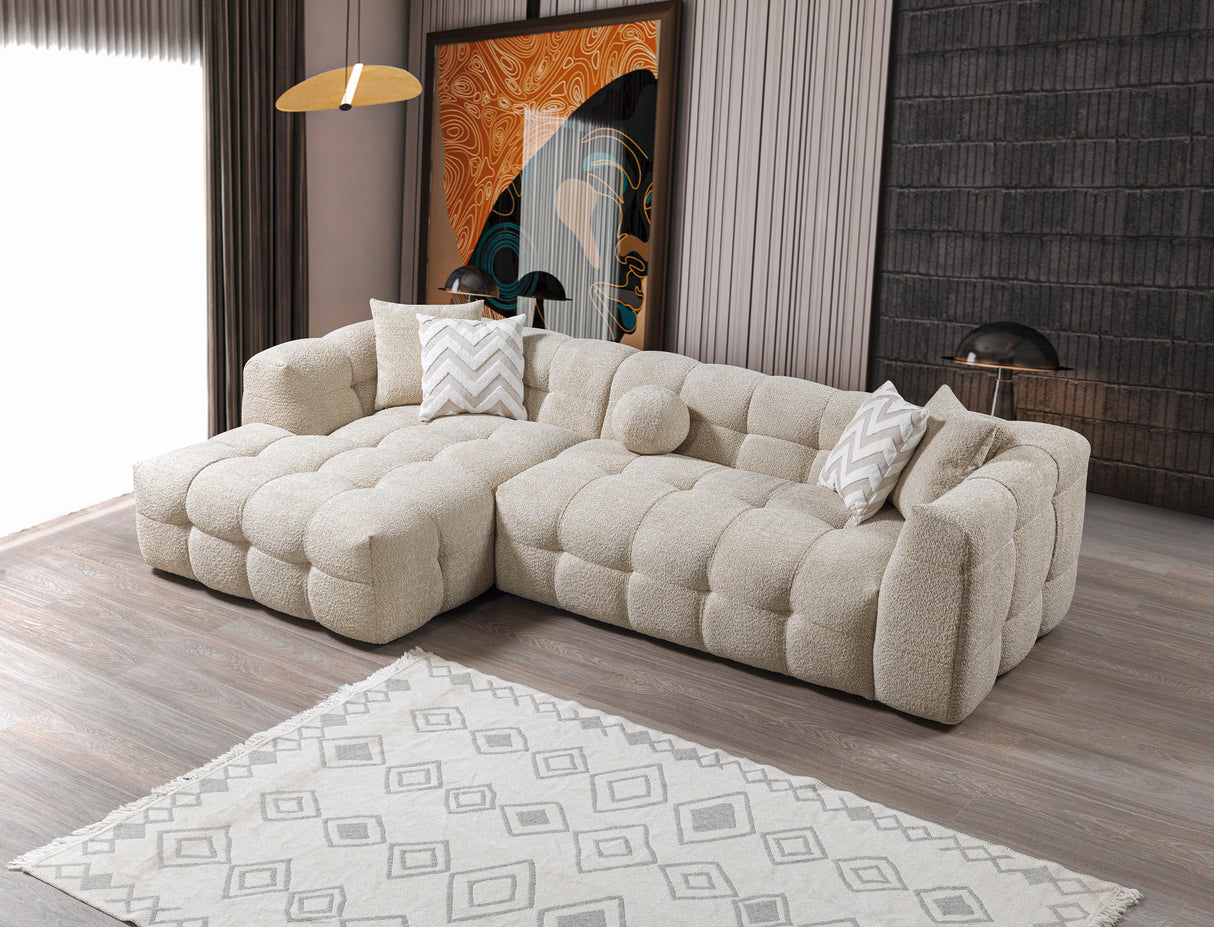 Ivy Sand Boucle LAF 110" Sectional from Nova Furniture - Luna Furniture