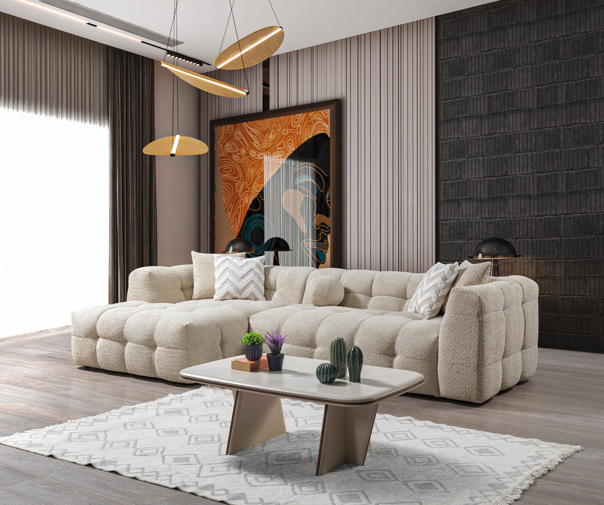 Ivy Sand Boucle LAF 110" Sectional from Nova Furniture - Luna Furniture