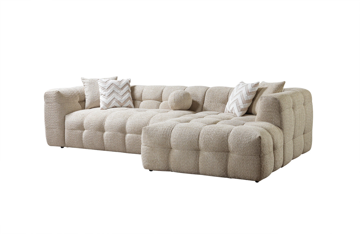 Ivy Sand Boucle RAF Chaise Sectional from Nova Furniture - Luna Furniture
