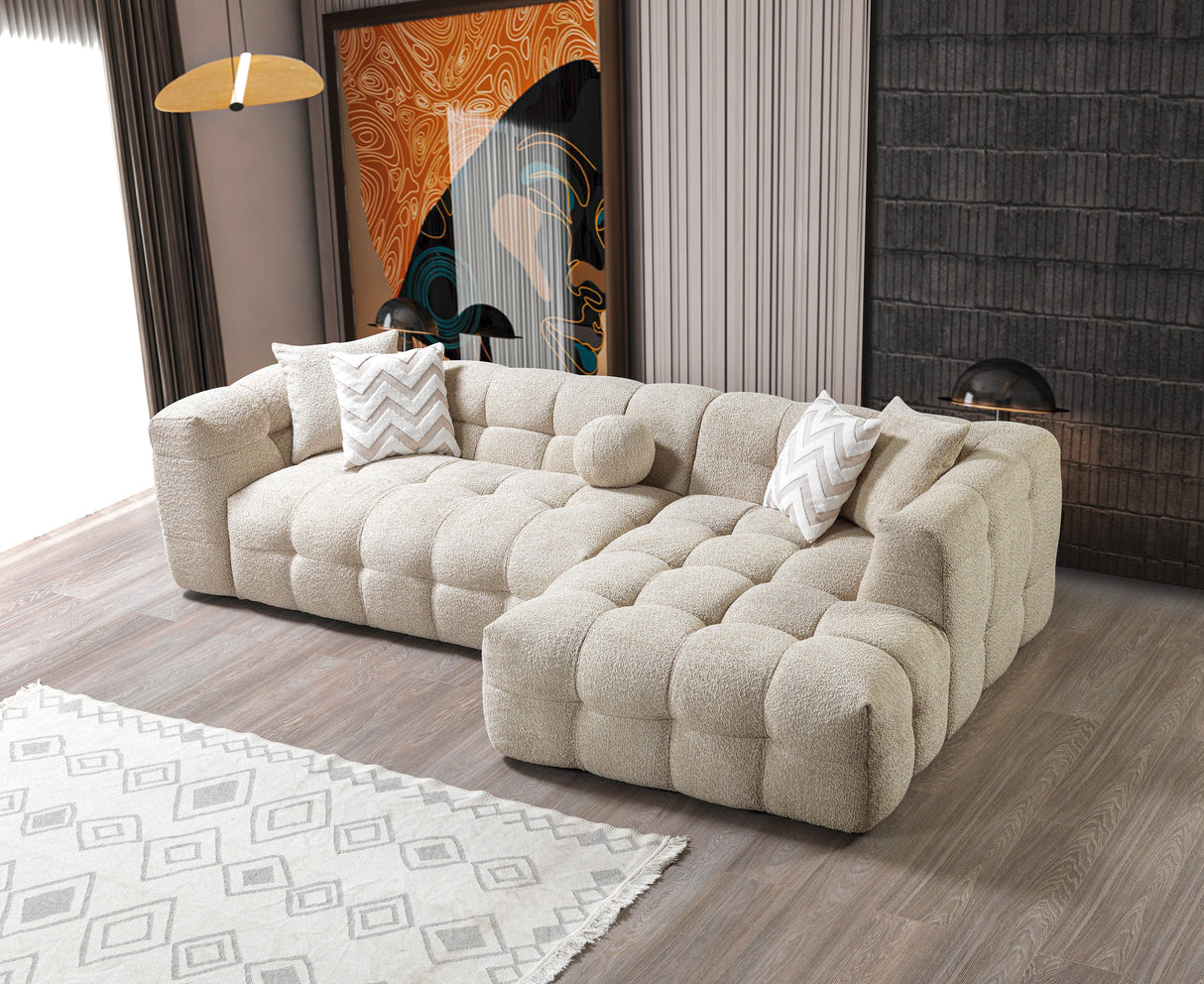 Ivy Sand Boucle RAF Chaise Sectional from Nova Furniture - Luna Furniture
