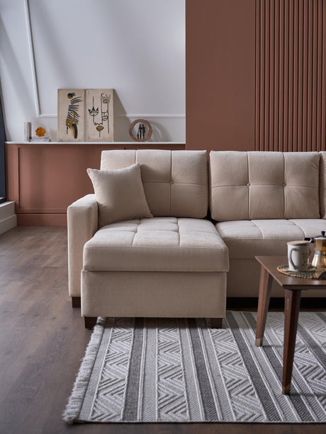 Ivy Koopsi Beige Sleeper Storage Sectional from Bellona - Luna Furniture