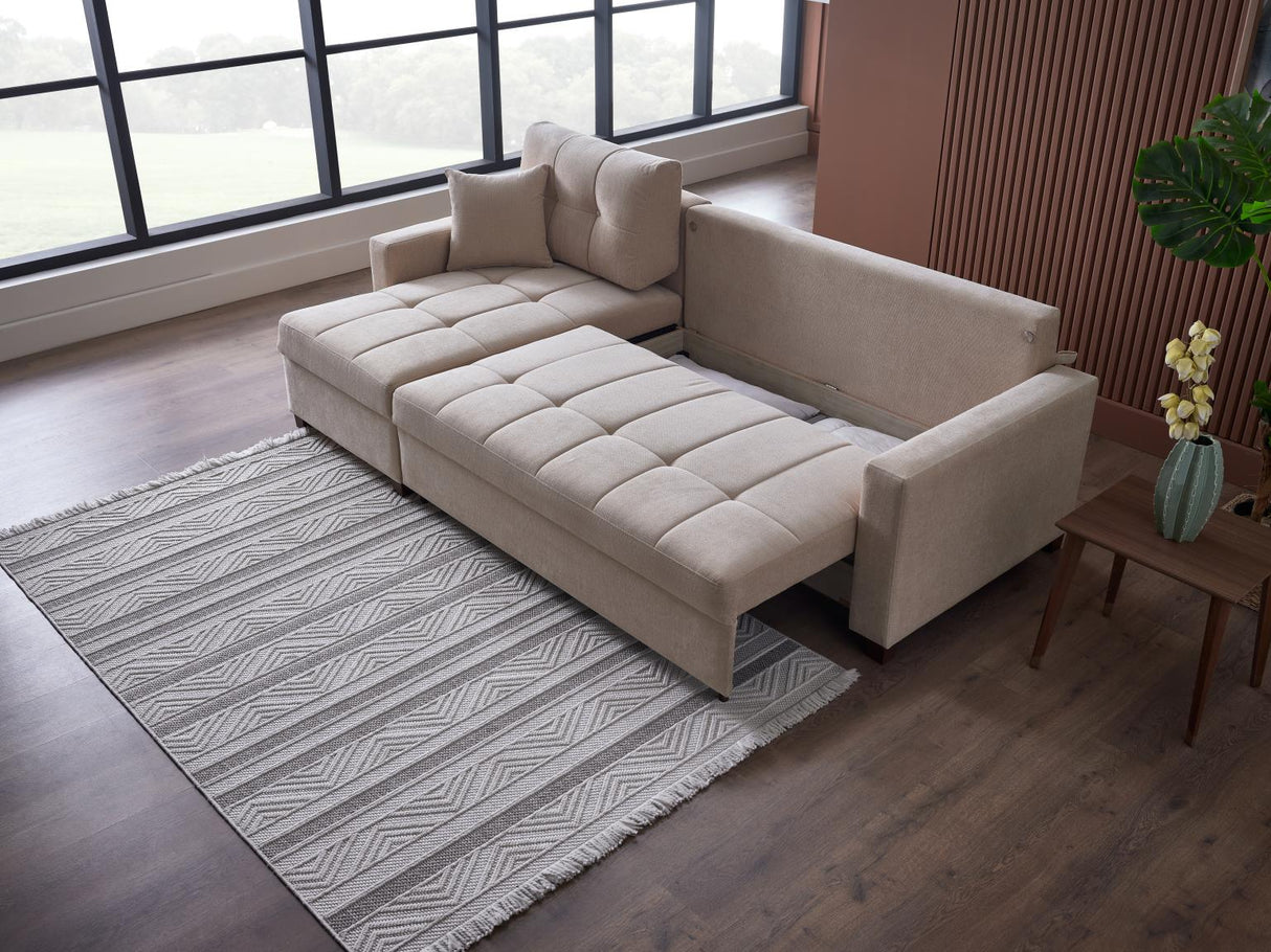 Ivy Koopsi Beige Sleeper Storage Sectional from Bellona - Luna Furniture