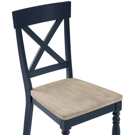 Darcy Solid Wood Side Chair, Midnight Blue and Natural Finish, Set of 2 from Steve Silver - Luna Furniture