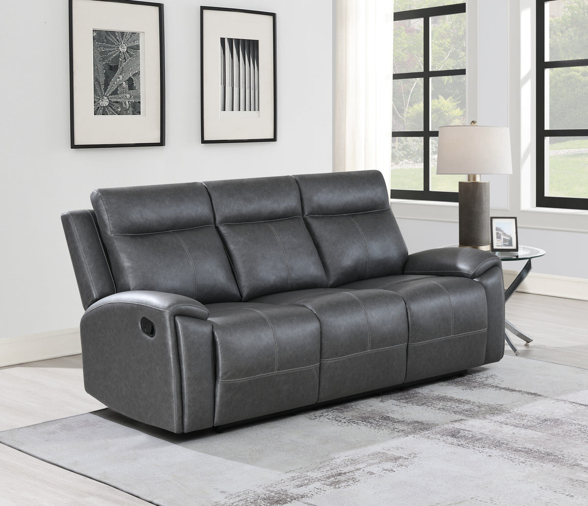 Gaston Gray Reclining Sofa with Drop-Down Console from Steve Silver - Luna Furniture