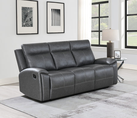 Gaston Gray Reclining Sofa with Drop-Down Console from Steve Silver - Luna Furniture