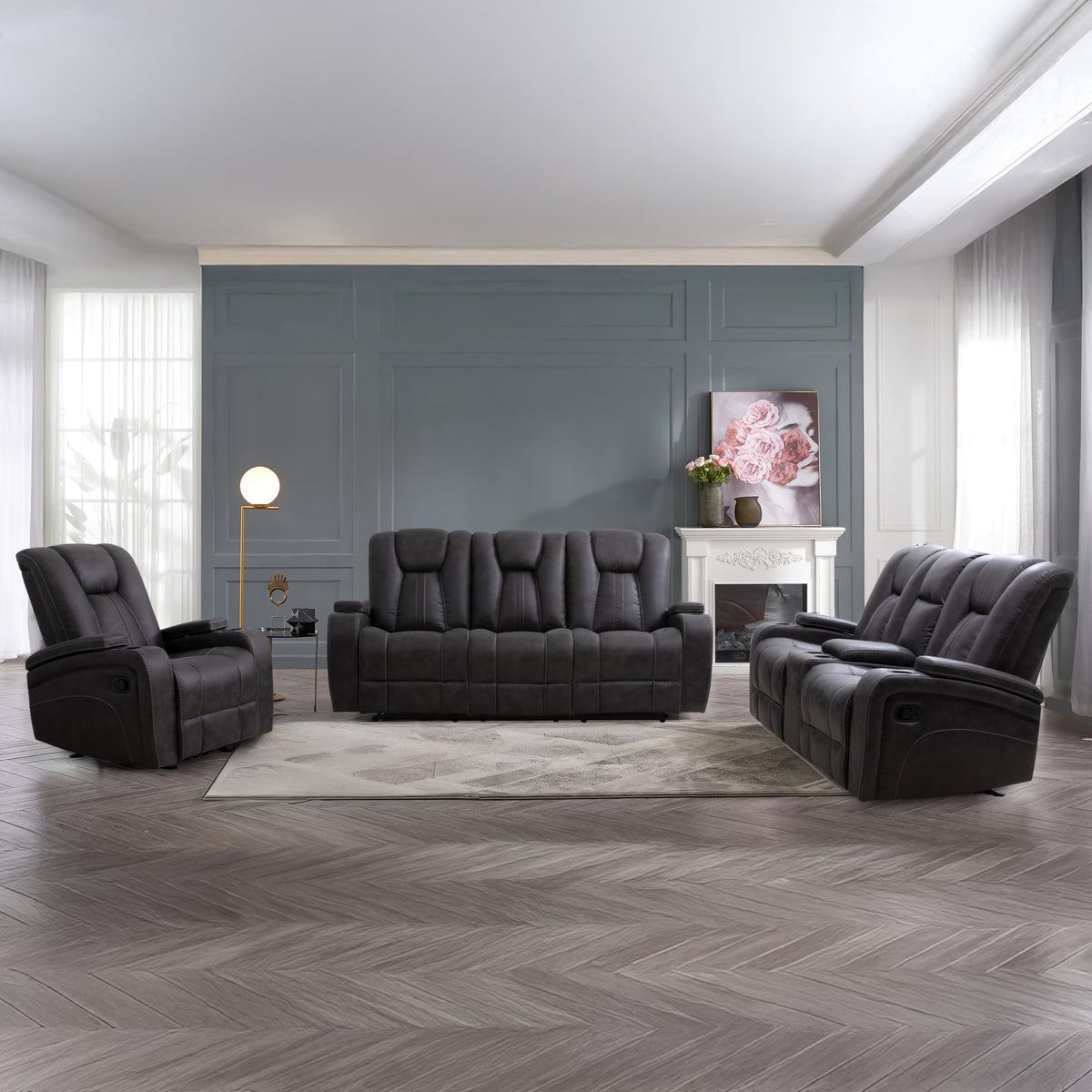 Marlow Charcoal Manual Reclining Loveseat from Steve Silver - Luna Furniture