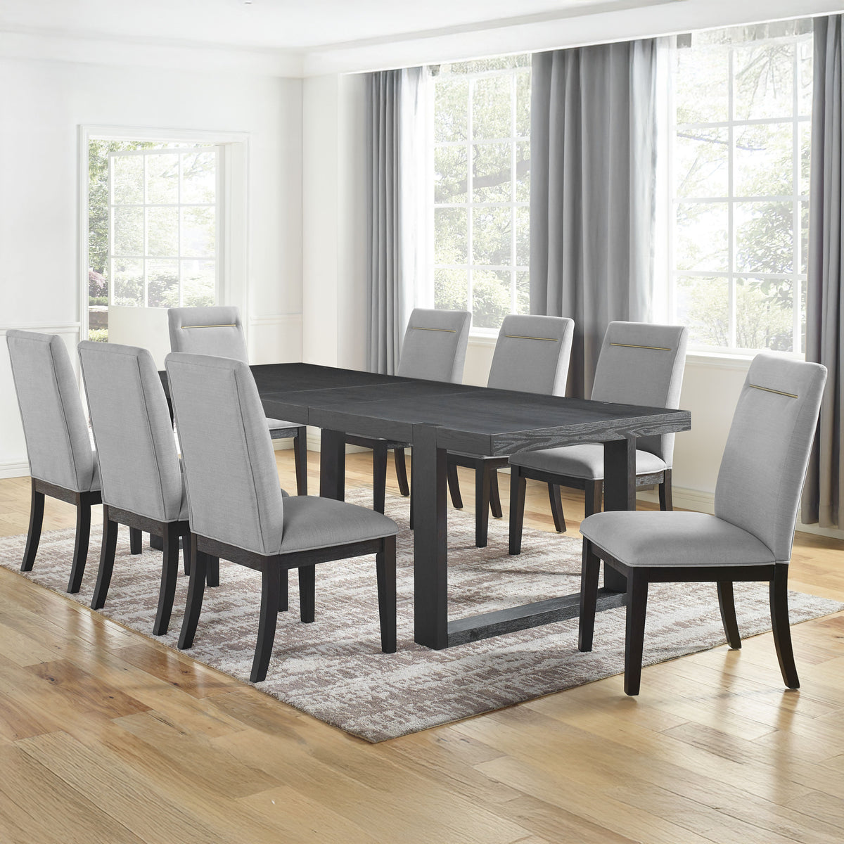 Yves Black/Gray 9-Piece Dining Room Set from Steve Silver - Luna Furniture