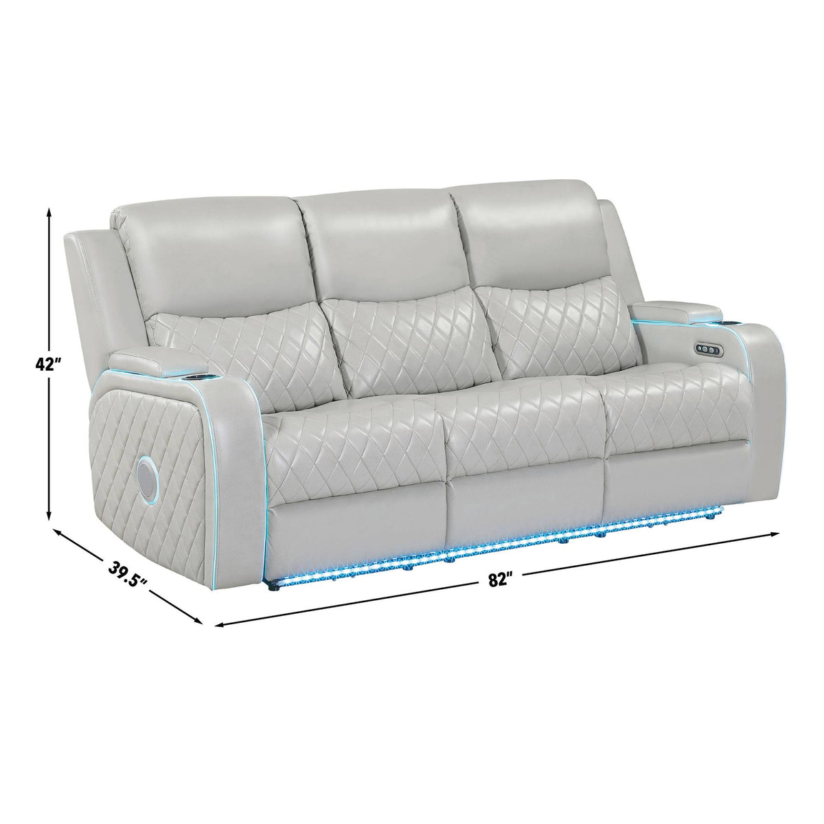 Luna Home Cinema Power Reclining Sofa, Ice Vegan Leather from Steve Silver - Luna Furniture