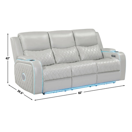Luna Home Cinema Power Reclining Sofa, Ice Vegan Leather from Steve Silver - Luna Furniture