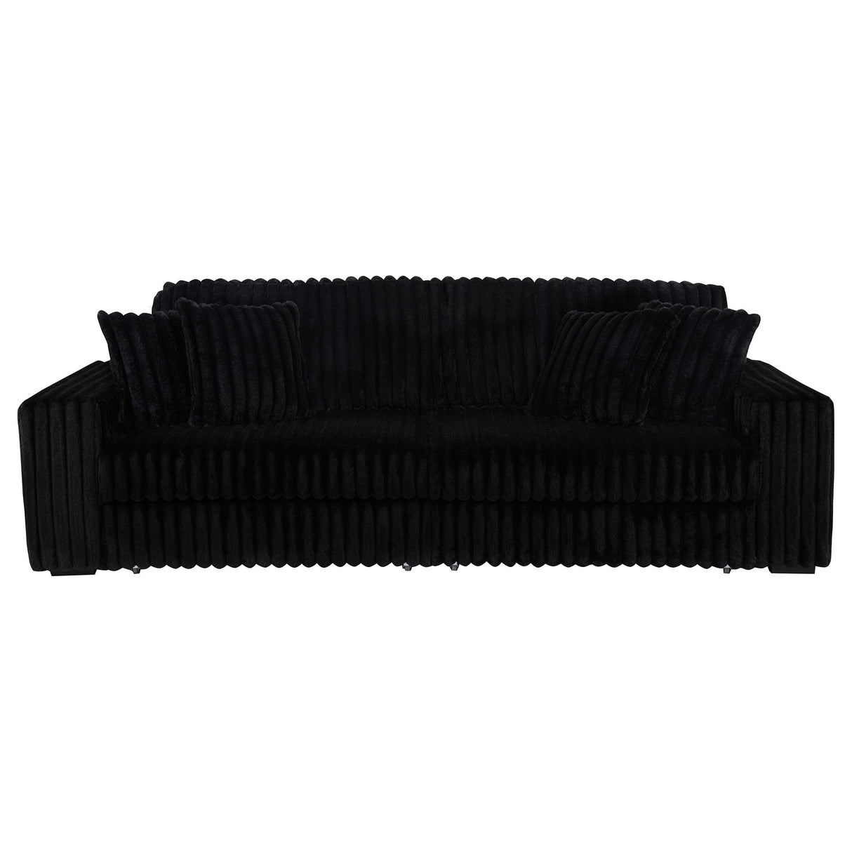 Jacana Black Corduroy Upholstered Dual Power Chaise Sofa from Coaster - Luna Furniture