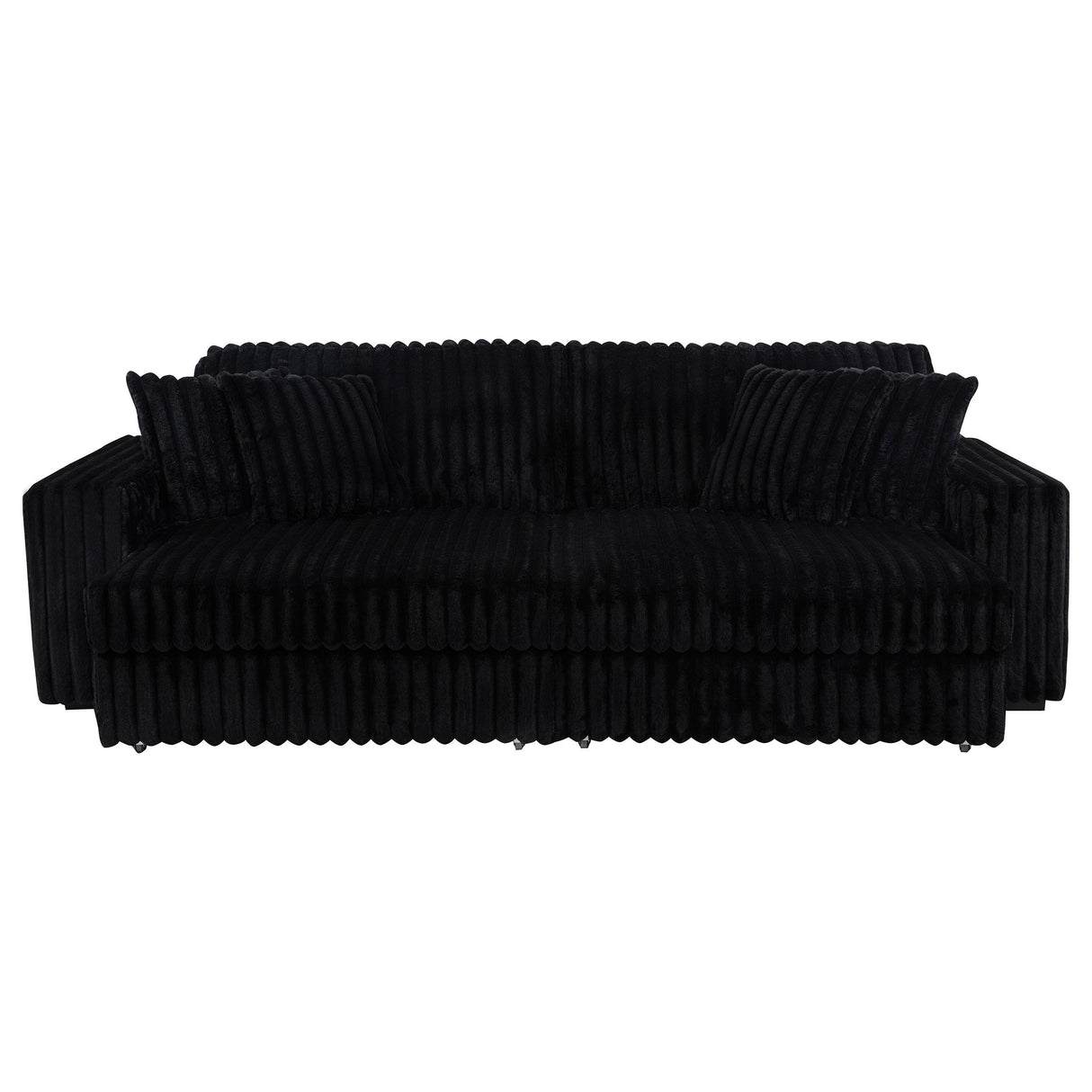 Jacana Black Corduroy Upholstered Dual Power Chaise Sofa from Coaster - Luna Furniture