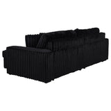 Jacana Black Corduroy Upholstered Dual Power Chaise Sofa from Coaster - Luna Furniture