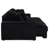 Jacana Black Corduroy Upholstered Dual Power Chaise Sofa from Coaster - Luna Furniture