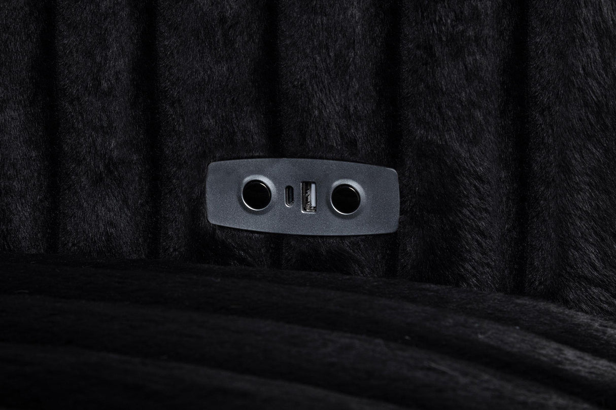 Jacana Black Corduroy Upholstered Dual Power Chaise Sofa from Coaster - Luna Furniture