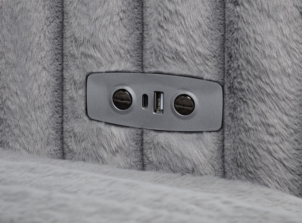 Jacana Gray Corduroy Upholstered Dual Power Chaise Sofa from Coaster - Luna Furniture