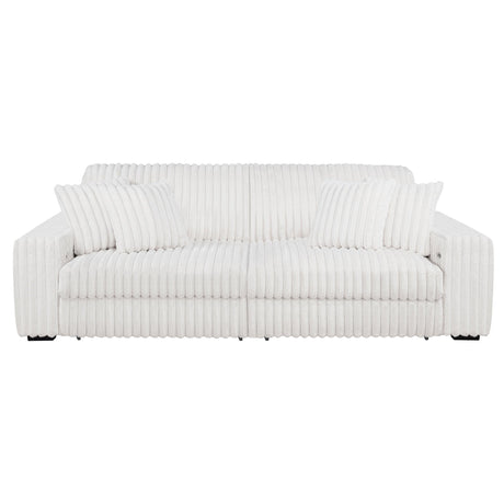 Jacana Ivory Corduroy Upholstered Dual Power Chaise Sofa from Coaster - Luna Furniture
