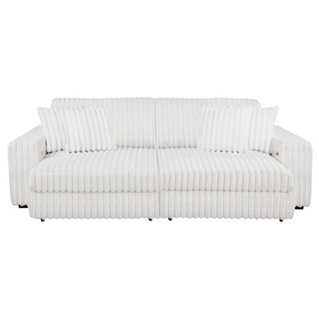 Jacana Ivory Corduroy Upholstered Dual Power Chaise Sofa from Coaster - Luna Furniture