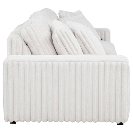 Jacana Ivory Corduroy Upholstered Dual Power Chaise Sofa from Coaster - Luna Furniture