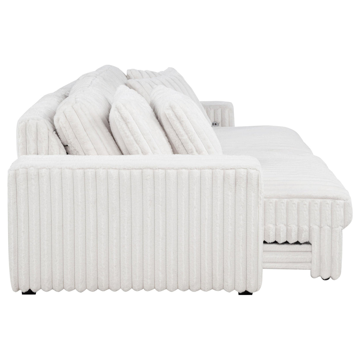 Jacana Ivory Corduroy Upholstered Dual Power Chaise Sofa from Coaster - Luna Furniture