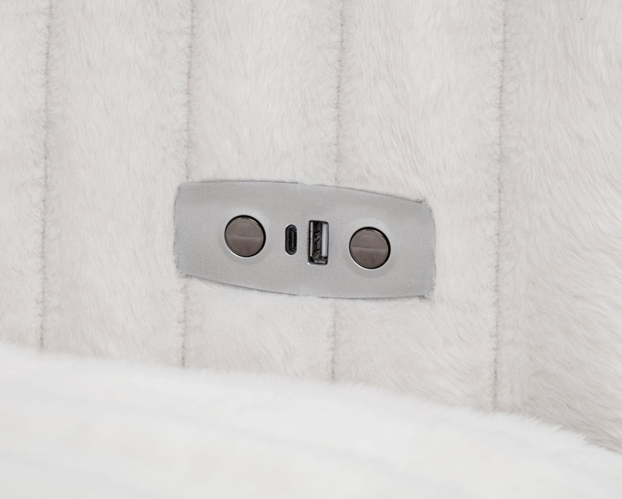 Jacana Ivory Corduroy Upholstered Dual Power Chaise Sofa from Coaster - Luna Furniture