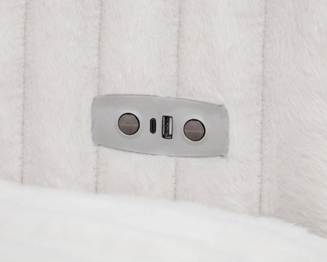 Jacana Ivory Corduroy Upholstered Dual Power Chaise Sofa from Coaster - Luna Furniture