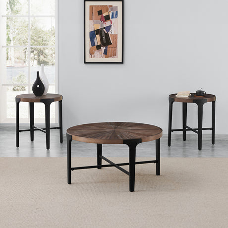 Chevron Cinnamon 36-inch Round Cocktail Table from Steve Silver - Luna Furniture