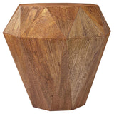 Jacinto Natural Brown Geometric Solid Mango Wood Side Table from Coaster - Luna Furniture