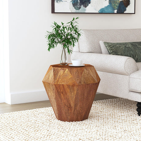 Jacinto Natural Brown Geometric Solid Mango Wood Side Table from Coaster - Luna Furniture