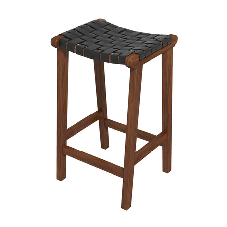 James Mid-Century Modern Genuine Black Leather 24.5" Counter Stool from Ashcroft Furniture - Luna Furniture