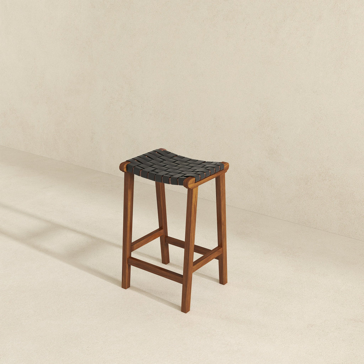 James Mid-Century Modern Genuine Black Leather 24.5" Counter Stool from Ashcroft Furniture - Luna Furniture