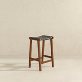 James Mid-Century Modern Genuine Black Leather 24.5" Counter Stool from Ashcroft Furniture - Luna Furniture