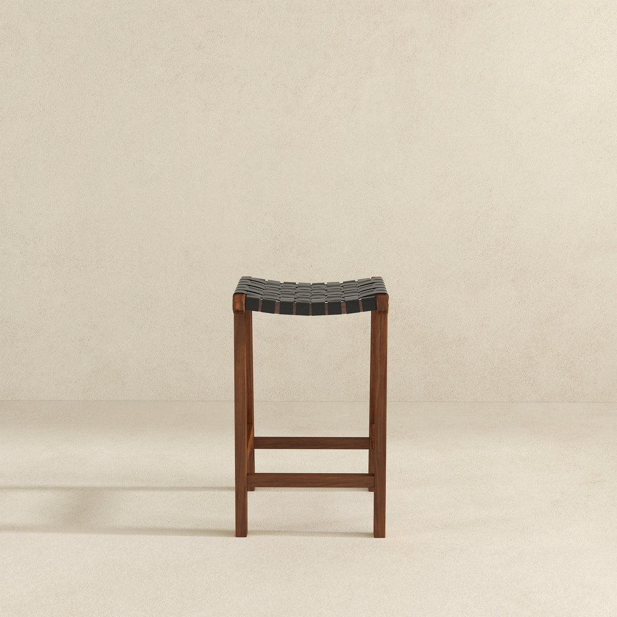 James Mid-Century Modern Genuine Black Leather 24.5" Counter Stool from Ashcroft Furniture - Luna Furniture