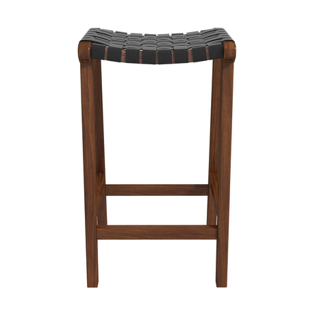 James Mid-Century Modern Genuine Black Leather 24.5" Counter Stool from Ashcroft Furniture - Luna Furniture