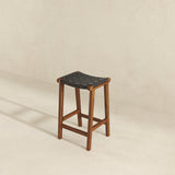 James Mid-Century Modern Genuine Black Leather 29" Bar Stool from Midinmod - Luna Furniture