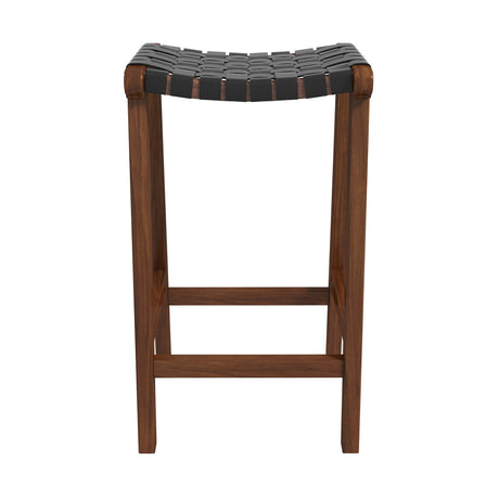 James Mid-Century Modern Genuine Black Leather 29" Bar Stool from Midinmod - Luna Furniture