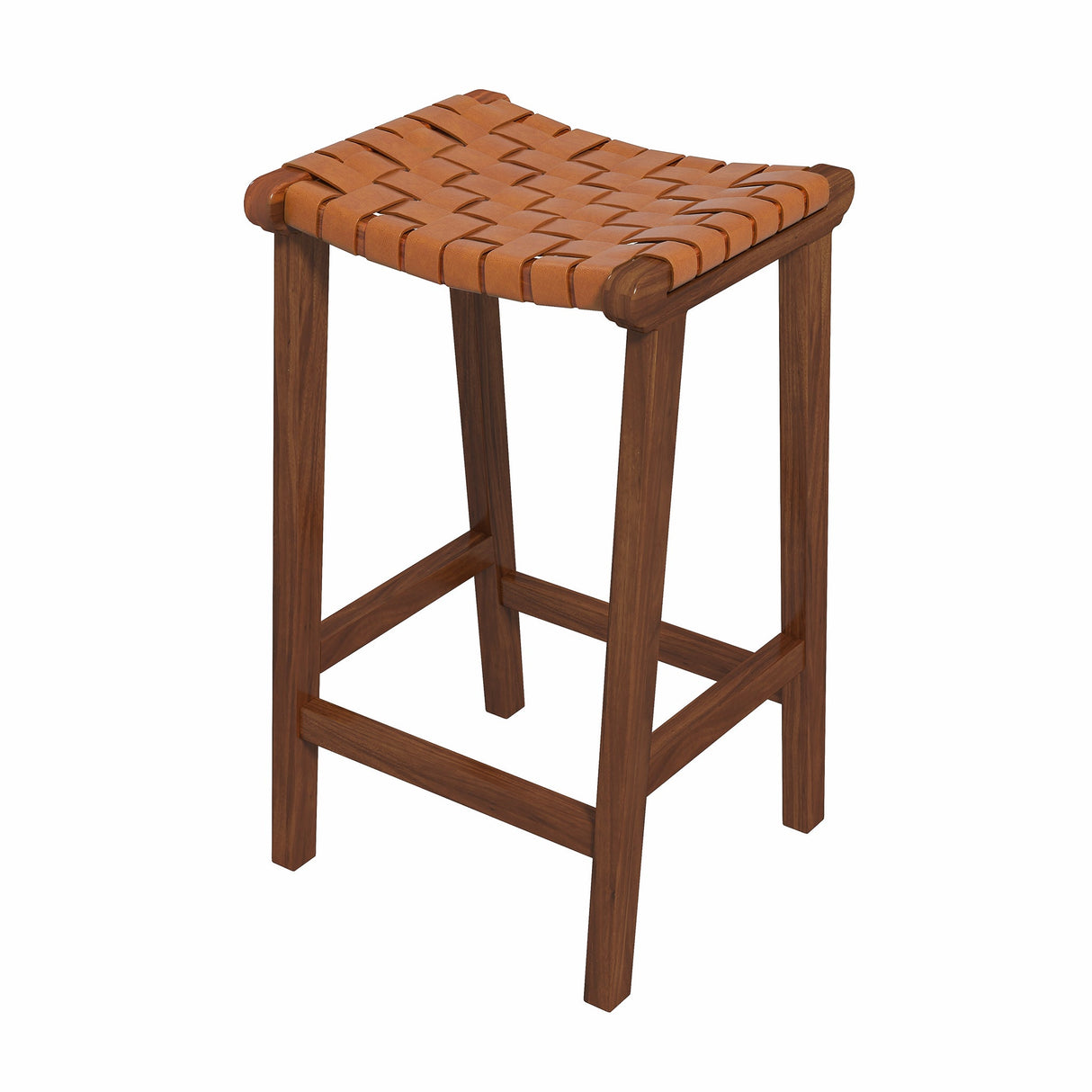 James Mid-Century Modern Genuine Tan Leather 24.5" Counter Stool from Ashcroft Furniture - Luna Furniture