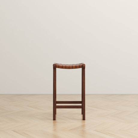 James Mid-Century Modern Genuine Tan Leather 24.5" Counter Stool from Ashcroft Furniture - Luna Furniture