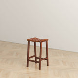 James Mid-Century Modern Genuine Tan Leather 24.5" Counter Stool from Ashcroft Furniture - Luna Furniture