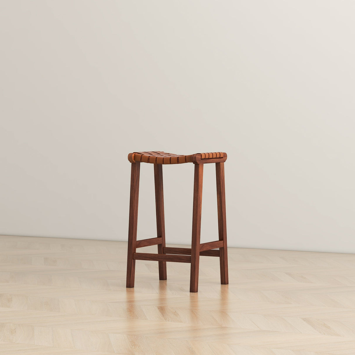 James Mid-Century Modern Genuine Tan Leather 24.5" Counter Stool from Ashcroft Furniture - Luna Furniture