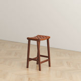 James Mid-Century Modern Genuine Tan Leather 24.5" Counter Stool from Ashcroft Furniture - Luna Furniture