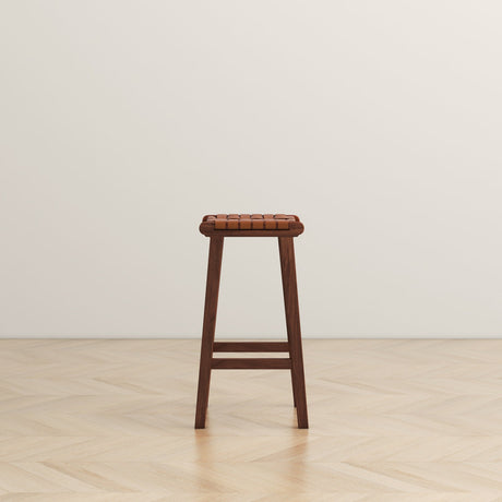 James Mid-Century Modern Genuine Tan Leather 24.5" Counter Stool from Ashcroft Furniture - Luna Furniture