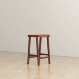 James Mid-Century Modern Genuine Tan Leather 24.5" Counter Stool from Ashcroft Furniture - Luna Furniture