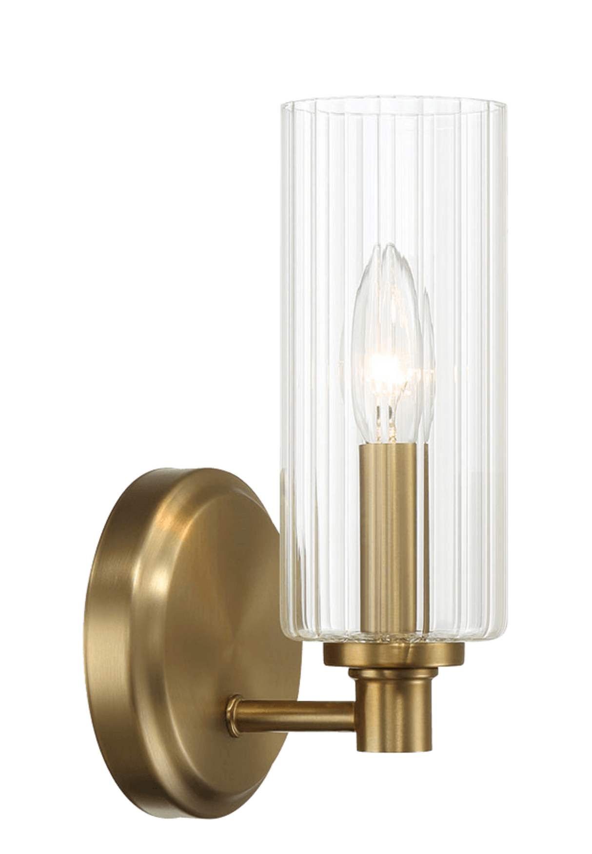 Jardin Single Light Wall Sconce with Clear Ribbed Glass and Satin Brass from Ashcroft Furniture - Luna Furniture