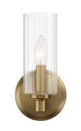 Jardin Single Light Wall Sconce with Clear Ribbed Glass and Satin Brass from Ashcroft Furniture - Luna Furniture